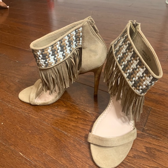 Chinese Laundry Shoes - Chinese Laundry Fringe Woven Suede High Heels